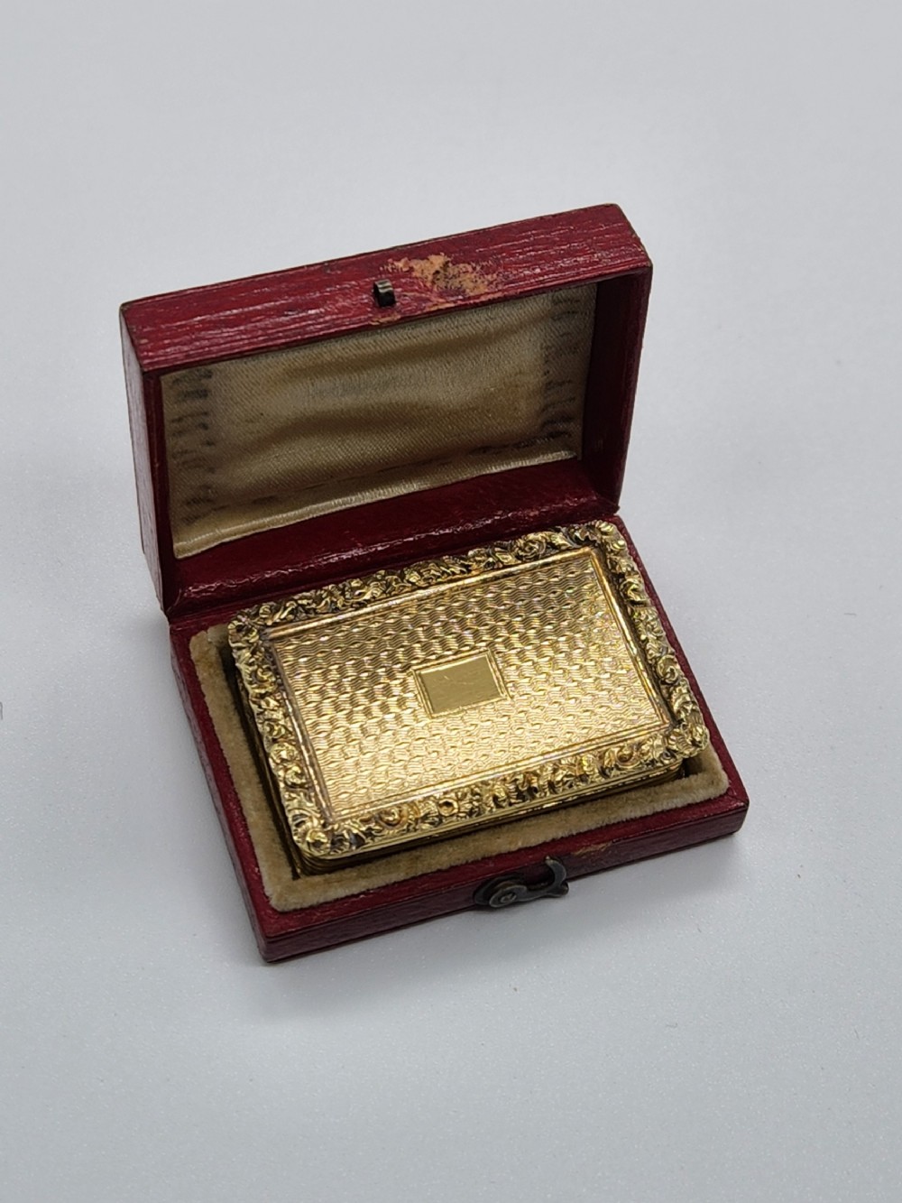 A Nathaniel Mills Silver Gilt Vinaigrette In Original Red Moroccan Leather Box 1833