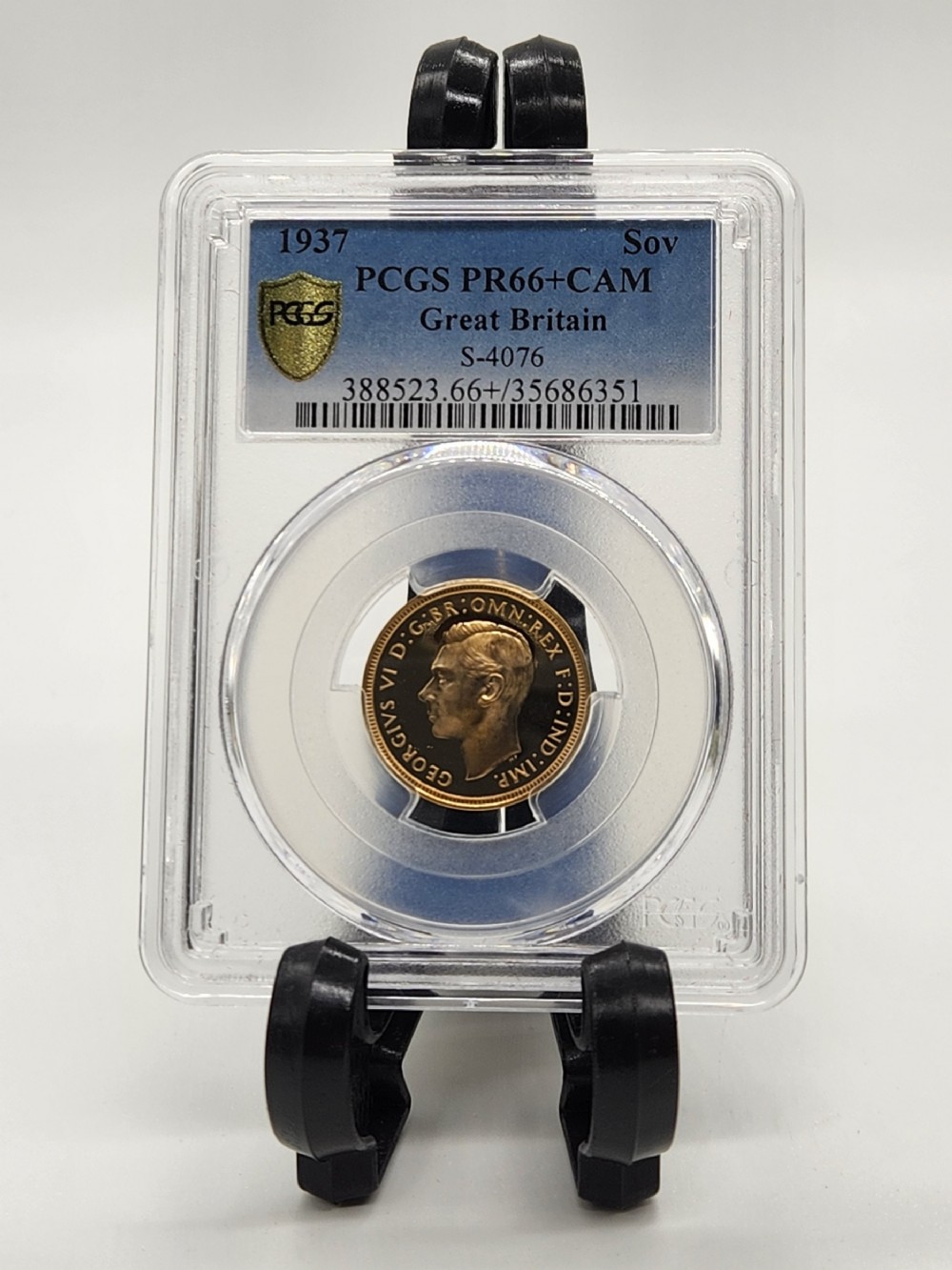 Extremely Rare High Grade George VI 1937 Gold Proof Full Sovereign Coin PF66+CAM