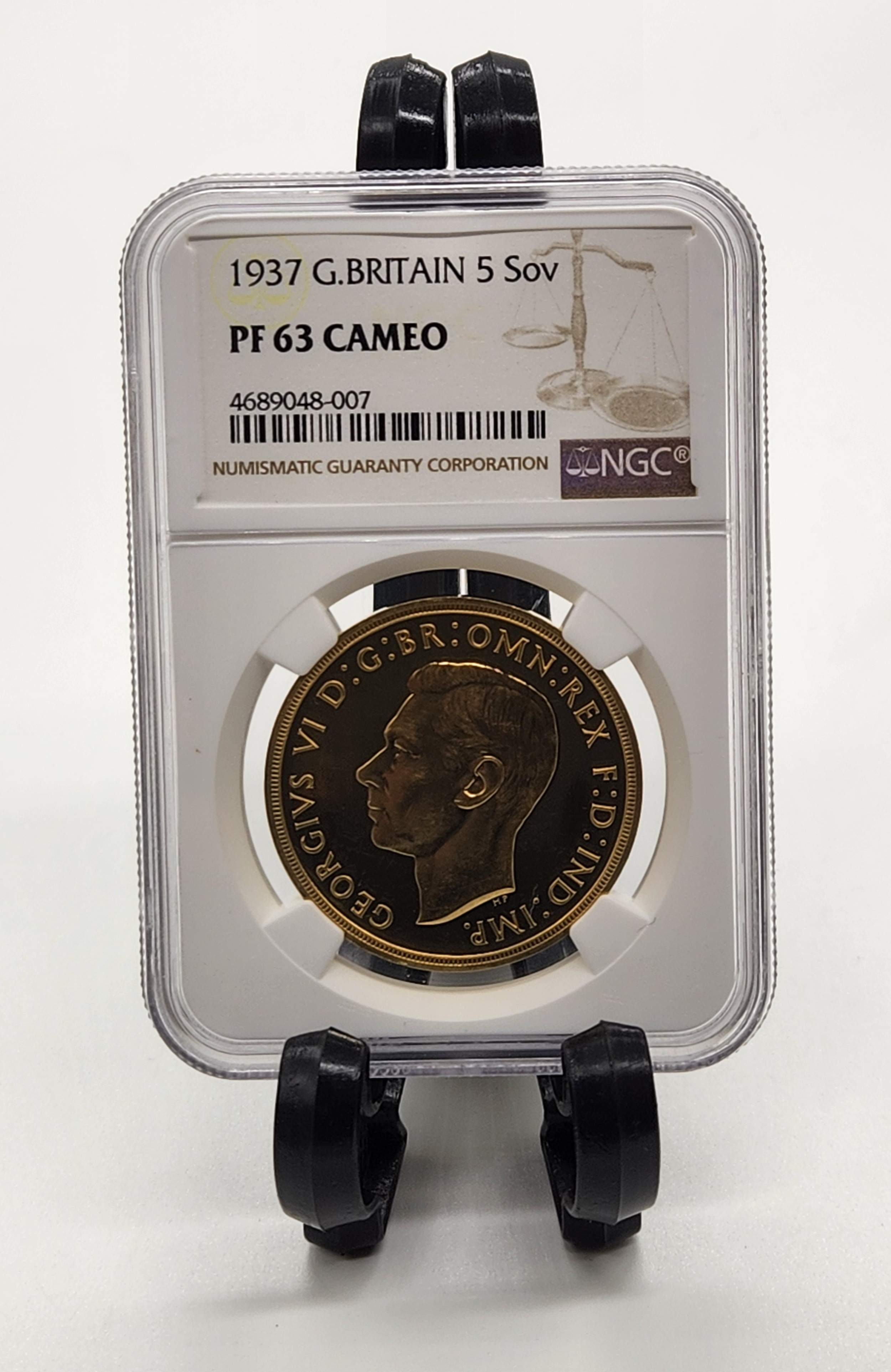 1937 King George VI Coronation Year Quintuple Gold Proof Sovereign Coin NGC GRADED PF63 CAMEO

