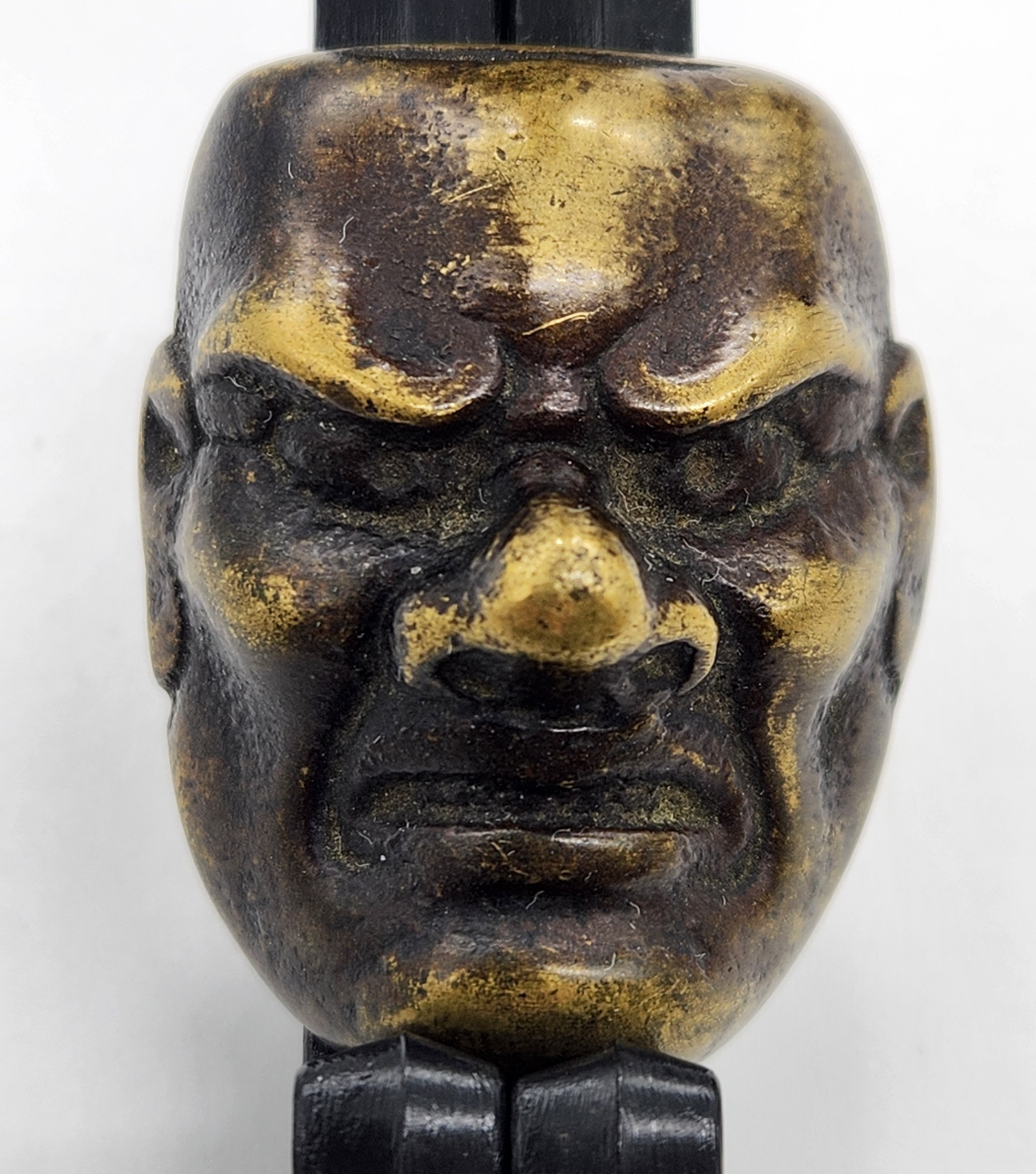 A Rare Miniature Cast Iron Mask of The Japanese Traditional Noh Theatre Late Edo Period