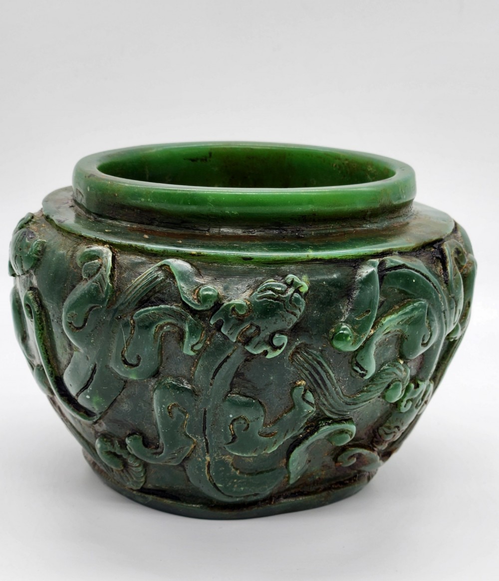 A CHINESE GREEN JADE INCENCE BURNER BOWL ... 2