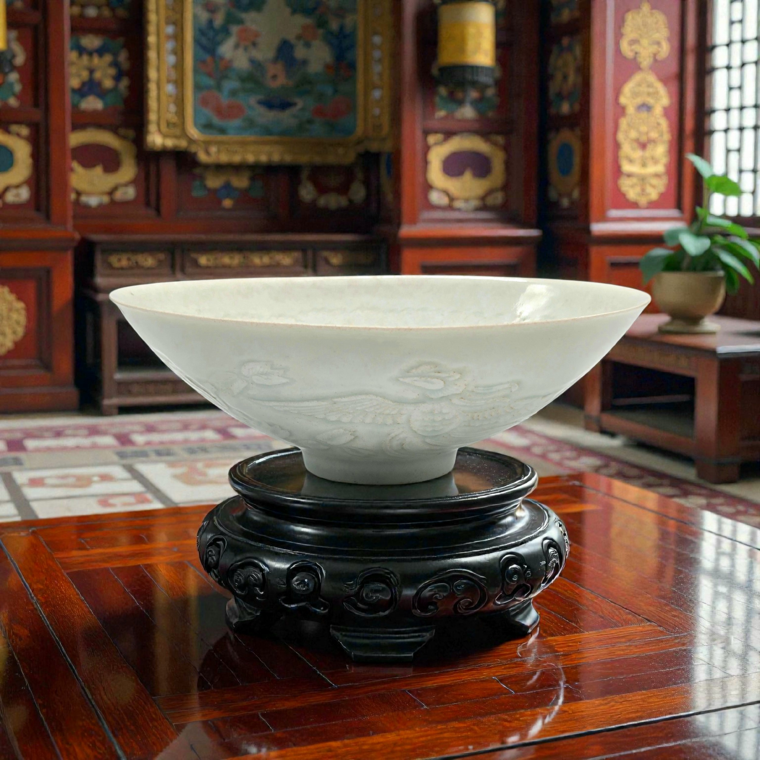 A LARGE CHINESE QINGBAI-GLAZED CONICAL BOWL ... 2