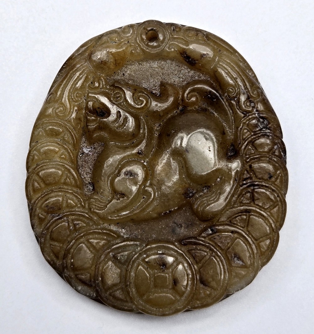 ANTIQUE CHINESE JADE "PIXIU" PENDANT REPUBLIC PERIOD ... 2