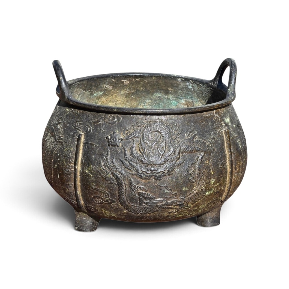 A Fine Large Chinese Bronze Tripod Censer, Late 16th-Century Ming Dynasty