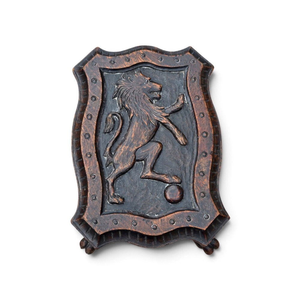 Late 19th-Century Scottish Victorian Carved Oak Occasional Footstool with Heraldic Lion Rampant Motif and Claw-and-Ball Feet View V