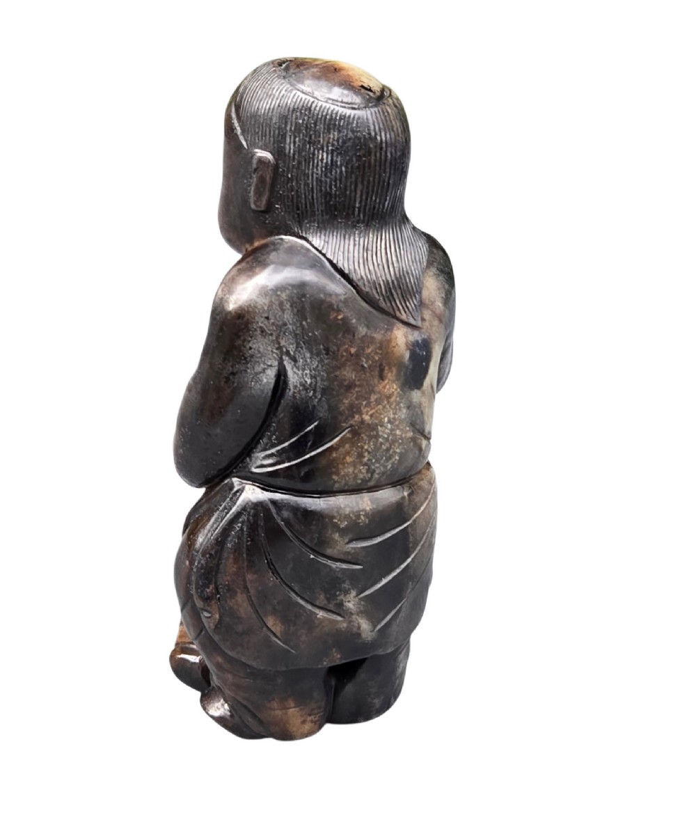 A Rare and Substantial Ming Dynasty Calcified Jade Figural Group of the Hehe Erxian Twins circa 1600 View XII