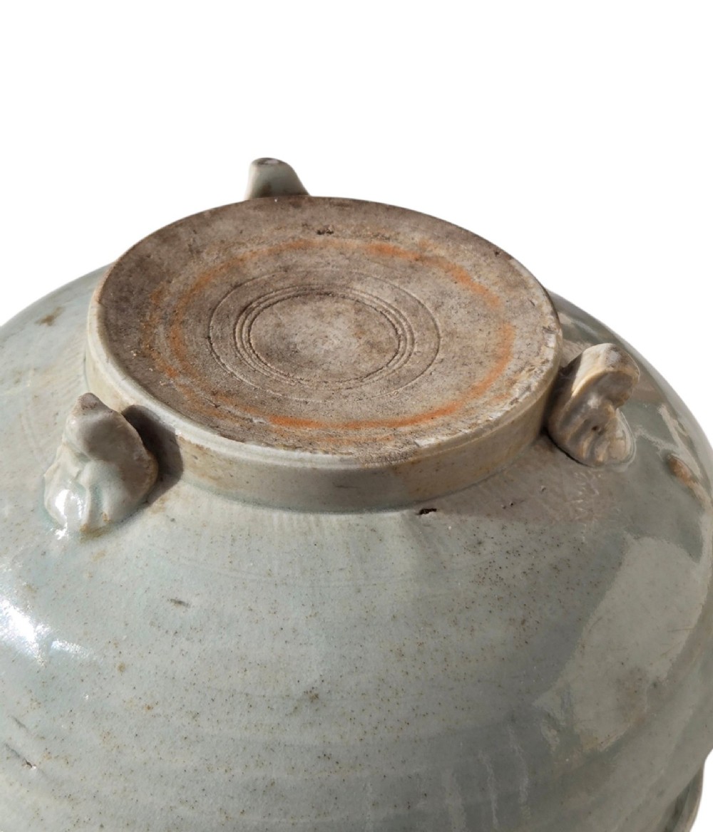 A Rare Chinese Pale Blue-Glazed Porcelain Archaistic Tripod Censer Early Ming Dynasty, 15th Century (Circa 1400–1480) View XIII