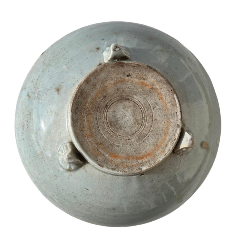 A Rare Chinese Pale Blue-Glazed Porcelain Archaistic Tripod Censer Early Ming Dynasty, 15th Century (Circa 1400–1480) View XIV