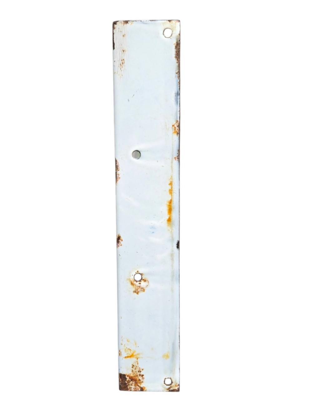A rectangular double-sided white vitreous enamel sign displaying blue lettering that reads Best Oil Means White May BP Product. View IV