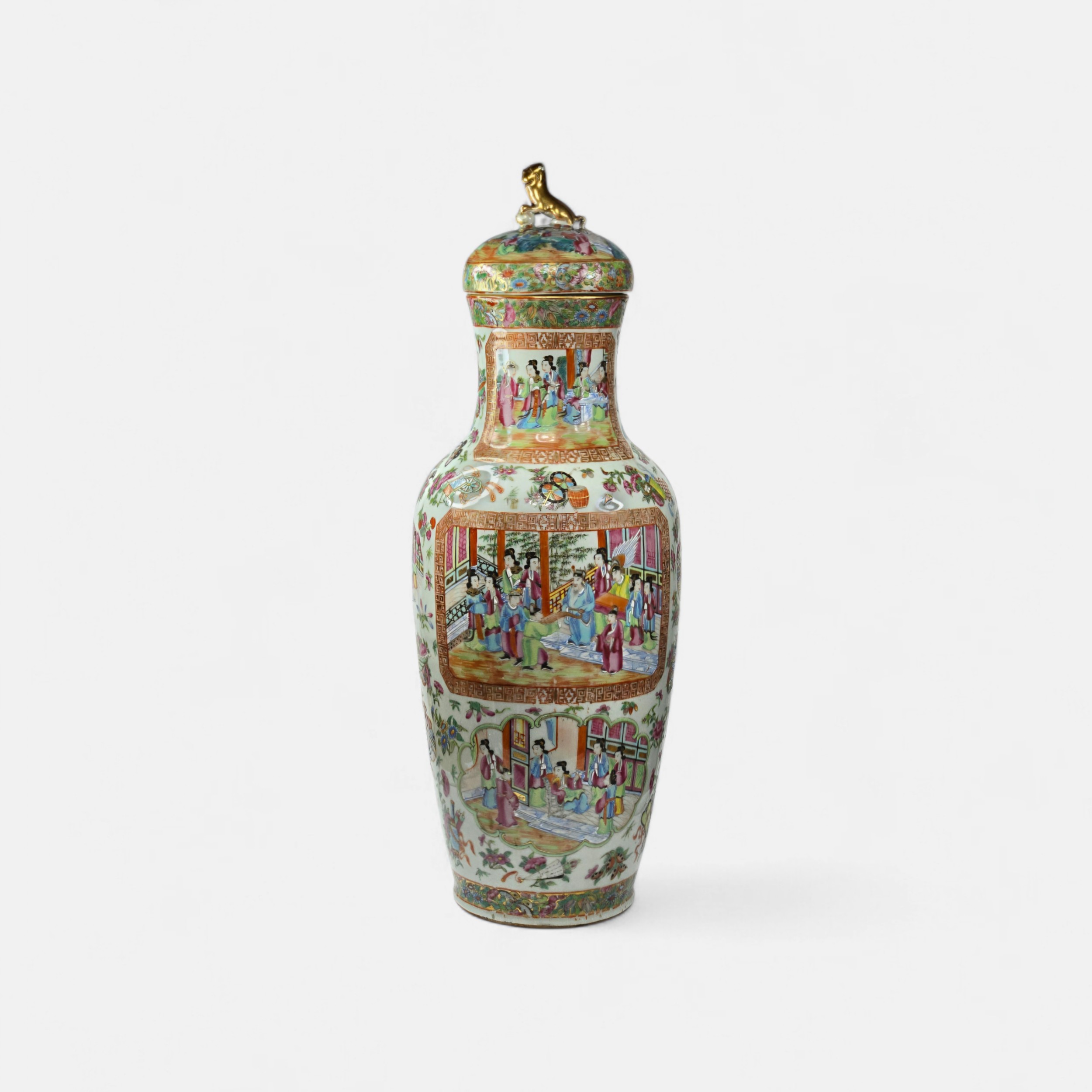 MONUMENTAL 19TH CENTURY CANTONESE 'ROSE MANDARIN' BALUSTER ... 2