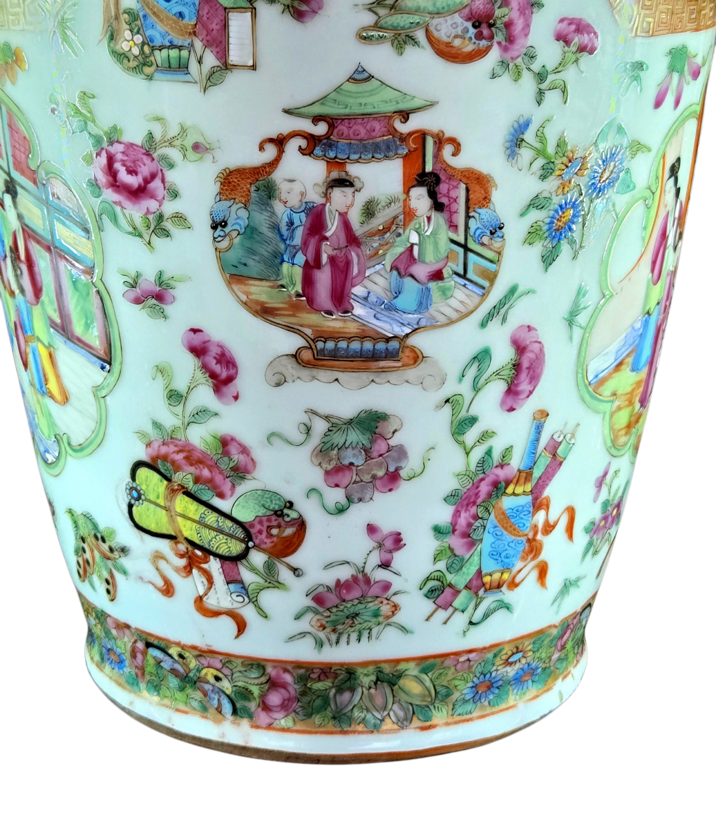 MONUMENTAL 19TH CENTURY CANTONESE 'ROSE MANDARIN' BALUSTER ... 9