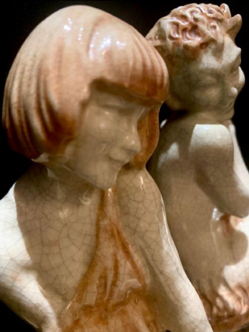 ART DECO CERAMIC BOOKENDS NYMPH AND SATYR BY LE FAGUAYS - ADDITIONAL PHOTO 2