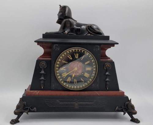 19th century egyptian revival clock - CATEGORY: ANTIQUE CLOCKS - DATED 19TH CENTURY