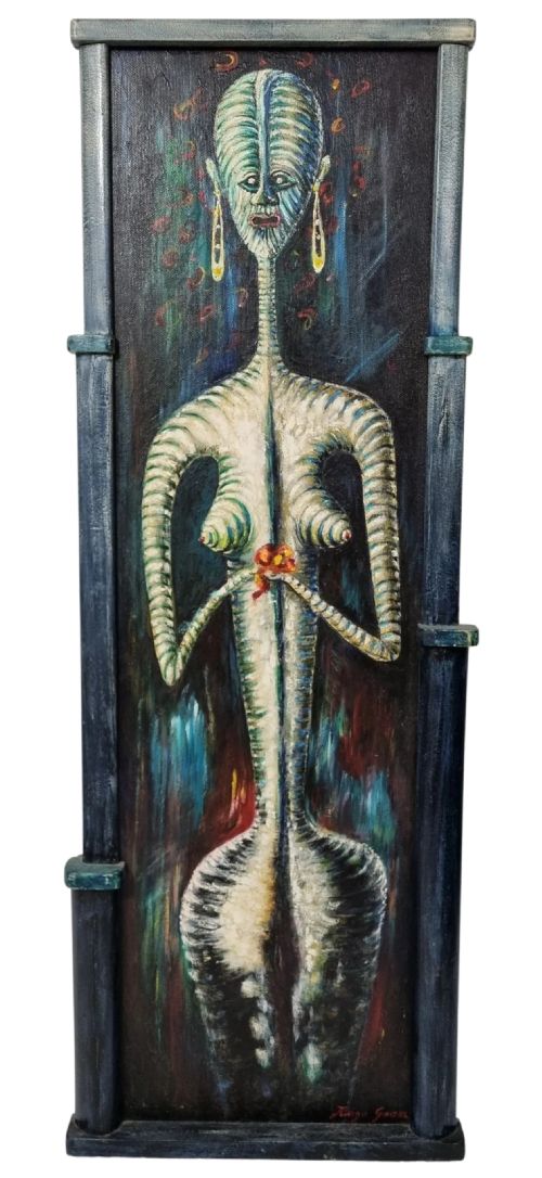 art deco surrealist oil painting by hugo gnam 20th century - CATEGORY: ANTIQUE ART - DATED 1930