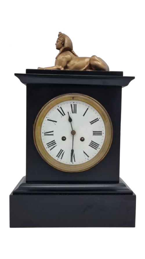19th century egyptian revival mantel clock - CATEGORY: ANTIQUE CLOCKS - DATED 19TH CENTURY