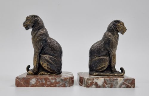 ART DECO FIGURAL BOOKENDS LEOPARDS PANTHERS BY JAMAR - ADDITIONAL PHOTO 1