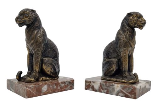 ART DECO FIGURAL BOOKENDS LEOPARDS PANTHERS BY JAMAR - ADDITIONAL PHOTO 3