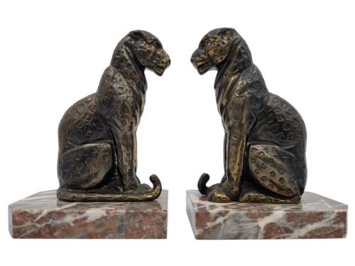 ART DECO FIGURAL BOOKENDS LEOPARDS PANTHERS BY JAMAR - ADDITIONAL PHOTO 4