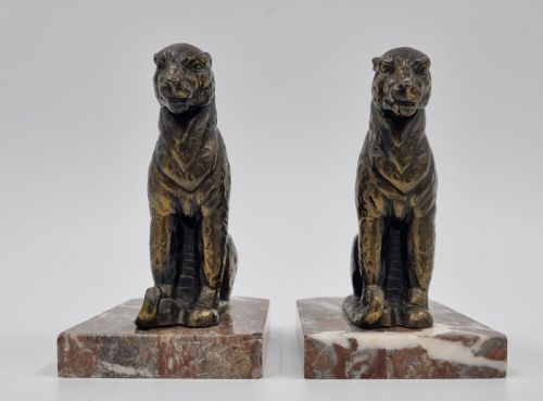 ART DECO FIGURAL BOOKENDS LEOPARDS PANTHERS BY JAMAR - ADDITIONAL PHOTO 6