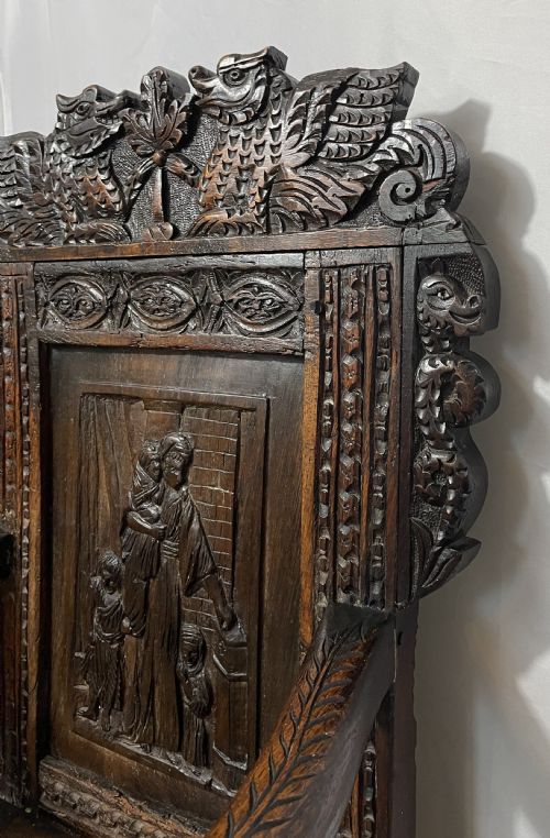17TH CENTURY LATER OAK FOLK ART WAINSCOT CHAIR - ADDITIONAL PHOTO 2