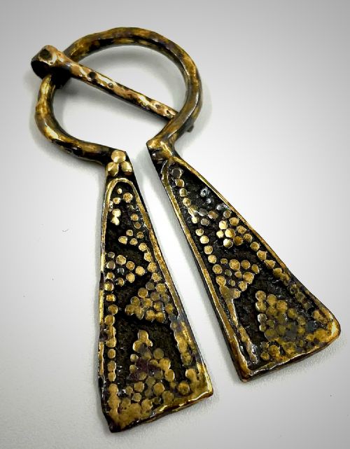 Ancient Bronze Norse / Viking Fibula / Cloak Brooch C 7th to 11th Century Ad
