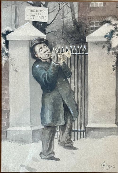 ENGLISH CARICATURE WATERCOLOUR PAINTING 1902 - ADDITIONAL PHOTO 1