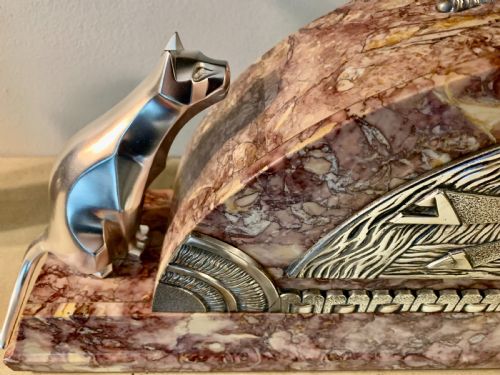 ART DECO MANTEL CLOCK SET WITH CUBIST CATS - ADDITIONAL PHOTO 6