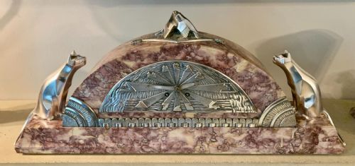 ART DECO MANTEL CLOCK SET WITH CUBIST CATS - ADDITIONAL PHOTO 9