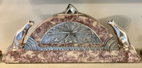 ART DECO MANTEL CLOCK SET WITH CUBIST CATS - ADDITIONAL PHOTO 10