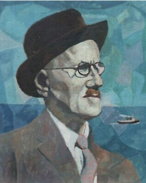 1950s surrealist oil painting of james joyce by horas kennedy obe - CATEGORY: ANTIQUE ART - DATED 1950