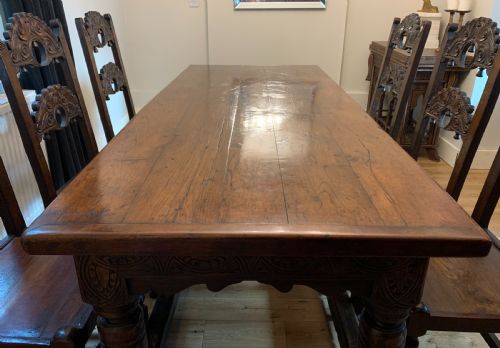 17TH CENTURY CHARLES II OAK REFECTORY DINING TABLE AND SIX CHAIRS - ADDITIONAL PHOTO 7