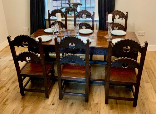 17TH CENTURY CHARLES II OAK REFECTORY DINING TABLE AND SIX CHAIRS - ADDITIONAL PHOTO 11