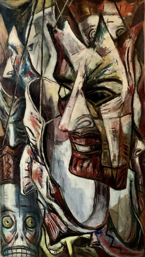 20TH CENTURY ART DECO ABSTRACT OIL PAINTING BY BURR SINGER C1930 - ADDITIONAL PHOTO 7