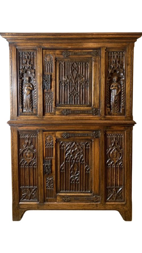 19th century gothic revival oak ecclesiastical style cupboard - CATEGORY: ANTIQUE CUPBOARDS - DATED 19TH CENTURY