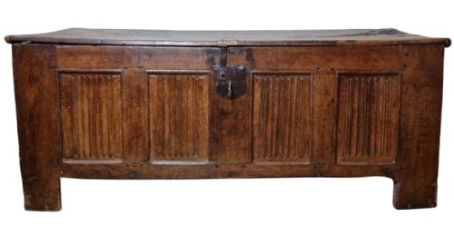 16th century late medieval oak linen fold coffer circa 1500 - CATEGORY: ANTIQUE CHESTS - DATED 16TH CENTURY