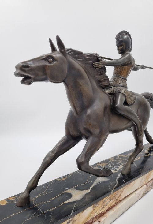 ART DECO SCULPTURE AMAZON ON A HORSE BY MELO - ADDITIONAL PHOTO 1