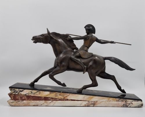 ART DECO SCULPTURE AMAZON ON A HORSE BY MELO - ADDITIONAL PHOTO 4