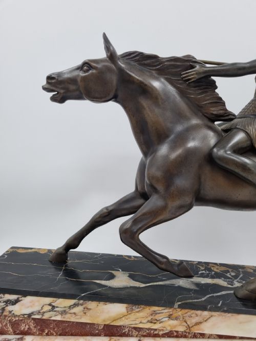 ART DECO SCULPTURE AMAZON ON A HORSE BY MELO - ADDITIONAL PHOTO 2