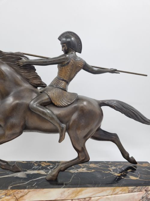 ART DECO SCULPTURE AMAZON ON A HORSE BY MELO - ADDITIONAL PHOTO 3