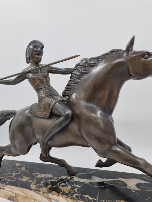 ART DECO SCULPTURE AMAZON ON A HORSE BY MELO - ADDITIONAL PHOTO 6