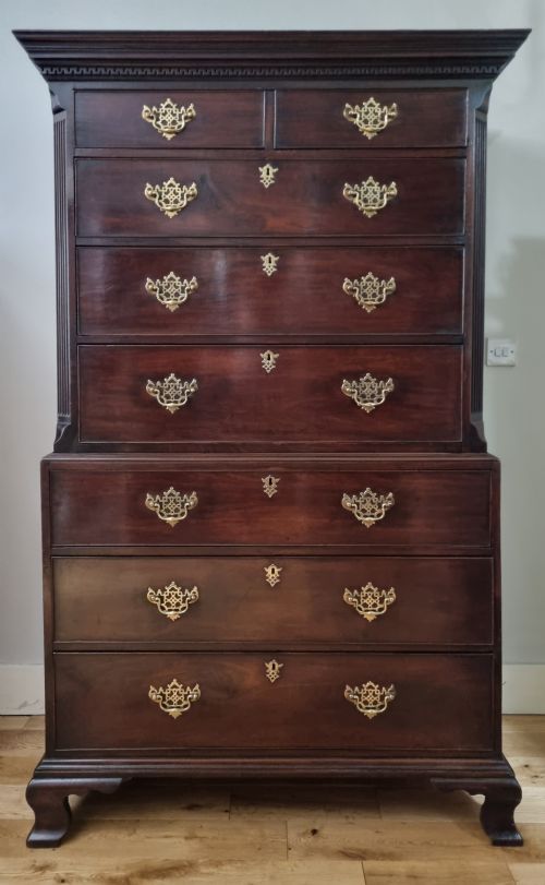 georgian mahogany tallboy chest on chest circa 1760s - CATEGORY: ANTIQUE CHEST OF DRAWERS - DATED 18TH CENTURY