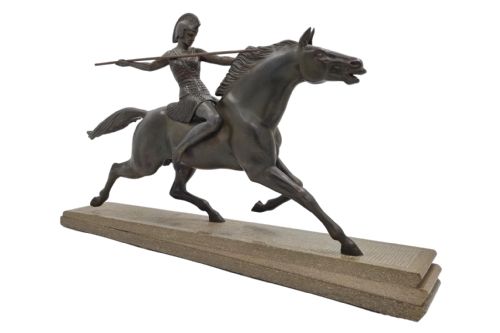 ART DECO SCULPTURE AMAZON ON A HORSE BY MELO - ADDITIONAL PHOTO 1