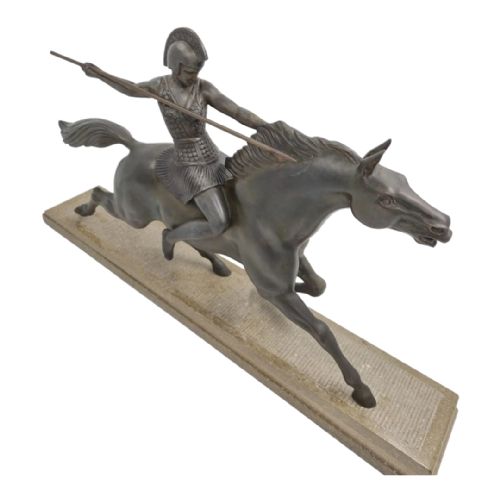 ART DECO SCULPTURE AMAZON ON A HORSE BY MELO - ADDITIONAL PHOTO 2