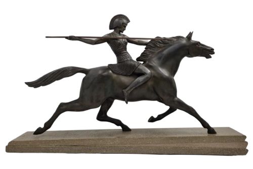 ART DECO SCULPTURE AMAZON ON A HORSE BY MELO - ADDITIONAL PHOTO 3