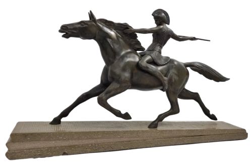 ART DECO SCULPTURE AMAZON ON A HORSE BY MELO - ADDITIONAL PHOTO 4