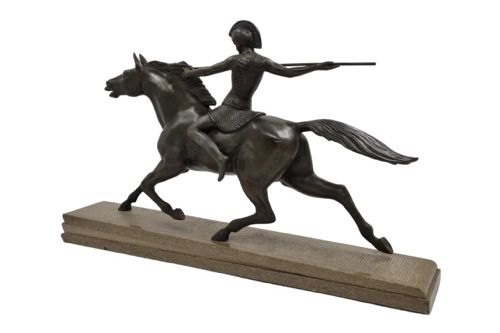 ART DECO SCULPTURE AMAZON ON A HORSE BY MELO - ADDITIONAL PHOTO 6