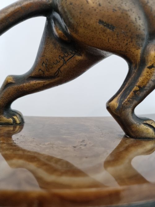 ART DECO BRONZE CLOCK SET WITH PANTHER BY HUGUES - ADDITIONAL PHOTO 8