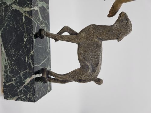 ART DECO BRONZE FIGURE GIRL PLAYING WITH GOATS - ADDITIONAL PHOTO 2