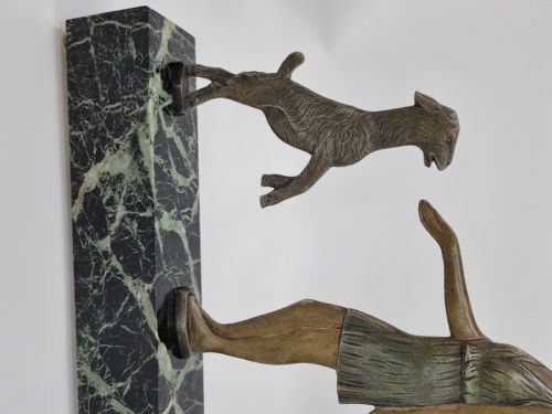 ART DECO BRONZE FIGURE GIRL PLAYING WITH GOATS - ADDITIONAL PHOTO 3
