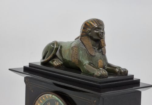 19TH CENTURY EGYPTIAN REVIVAL MANTEL CLOCK WITH BRONZE SPHINX - ADDITIONAL PHOTO 16